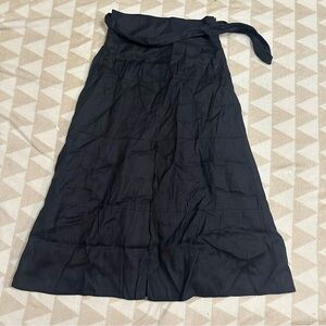 Tanya Taylor black belted Hudson linen slit front skirt